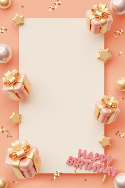 Free PSD birthday vertical blank banner