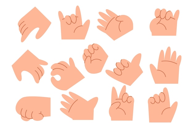 Free vector cartoon hand gesture collection with light skin tone