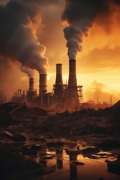 Factory producing co2 pollution