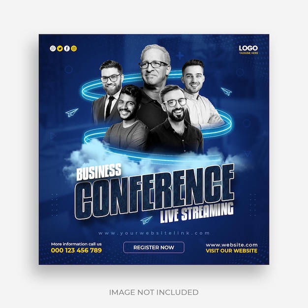 Free PSD online multiple guest speaker business live conference social media post template