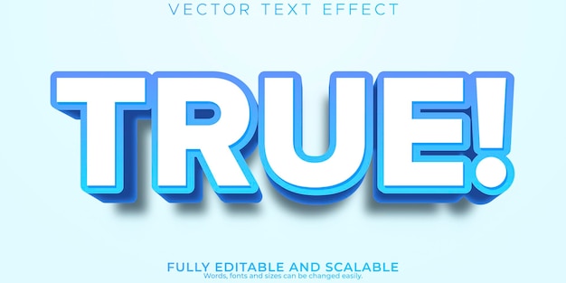 Free vector true bold text effect editable modern lettering typography font style